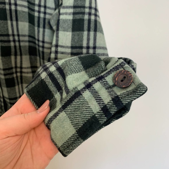 Christopher & Banks Jacket Long Sleeve Wool Blend Button-front Plaid Gre… - Picture 6 of 15